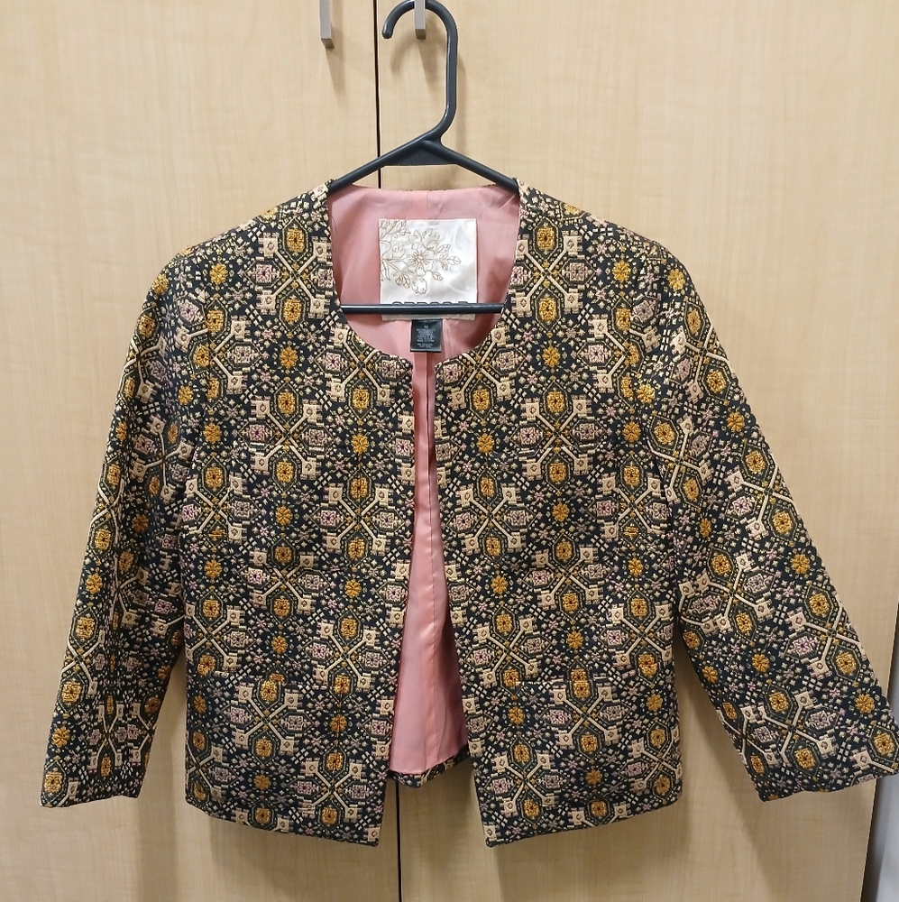 Beautiful Arden B. Cropped Brocade Jacket